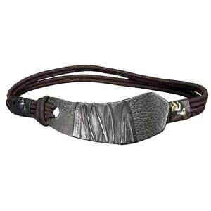 Vintage 1980's Leather Shop Wrapped Elastic and Black Leather Belt